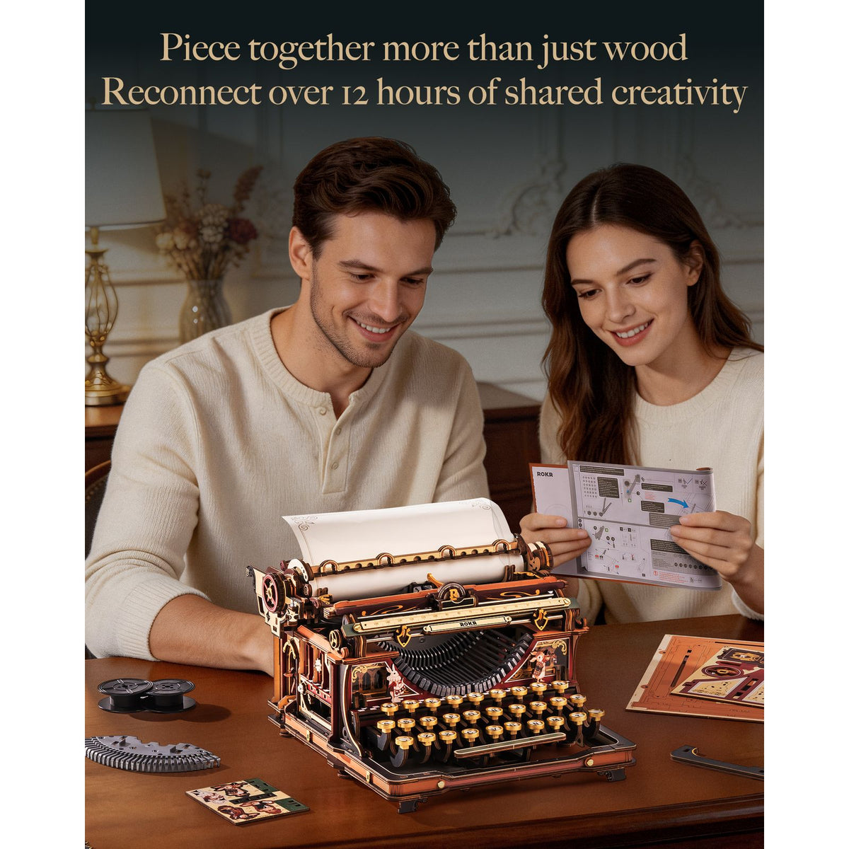 Magic – ROKR 3D Holzpuzzle Schreibmaschine – Mechanical Typewriter LK703B – Ansicht 6