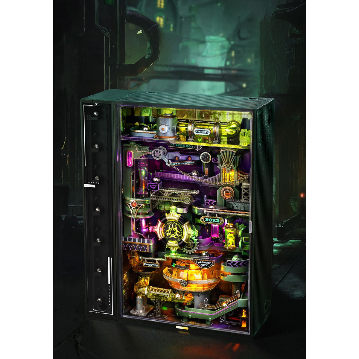 Alchemy City Murmelbahn mechanisch mit automatischem Treppenmodul