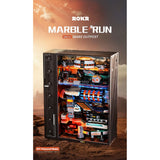 Murmelbahn mit LED-Beleuchtung: ROKR Mars Outpost im abgedunkelten Raum