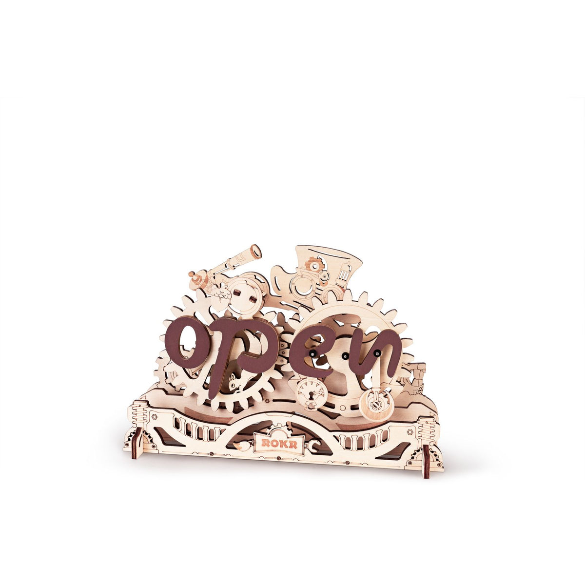 ROKR 3D Holzpuzzle Schild mit wechselnden Buchstaben Open und Closed