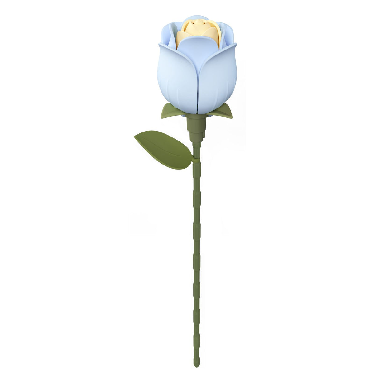 Blau – ROKR Rose Bausatz AD021 – fertig gebaute Kunstblume mit eleganten Linien in der Vase