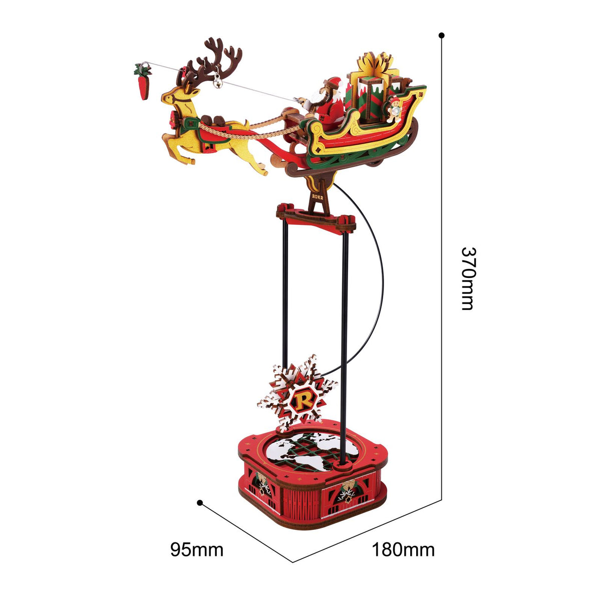 ROKR Gravity Swing Santa on Sleigh: Gegengewicht mit Schneeflocken und ROKR-Logo