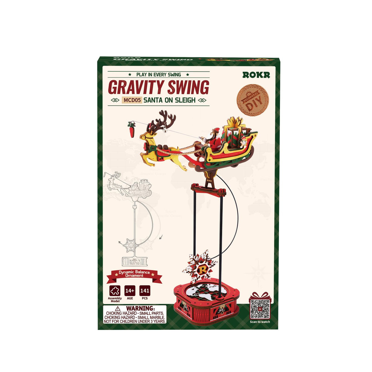 Bewegliche Weihnachtsdeko zum Selbstbauen: Santa on Sleigh Balance-Modell von ROKR