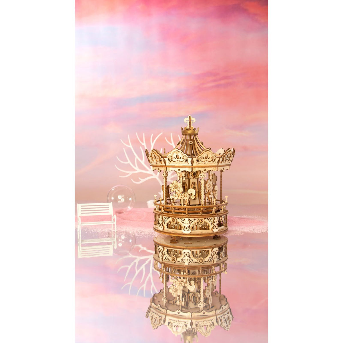 ROKR Romantic Carousel AMK62 mechanische Spieluhr Karussell Frontansicht
