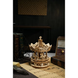 Romantic Carousel Holz Spieluhr Bausatz Seitenansicht mit Ornamenten