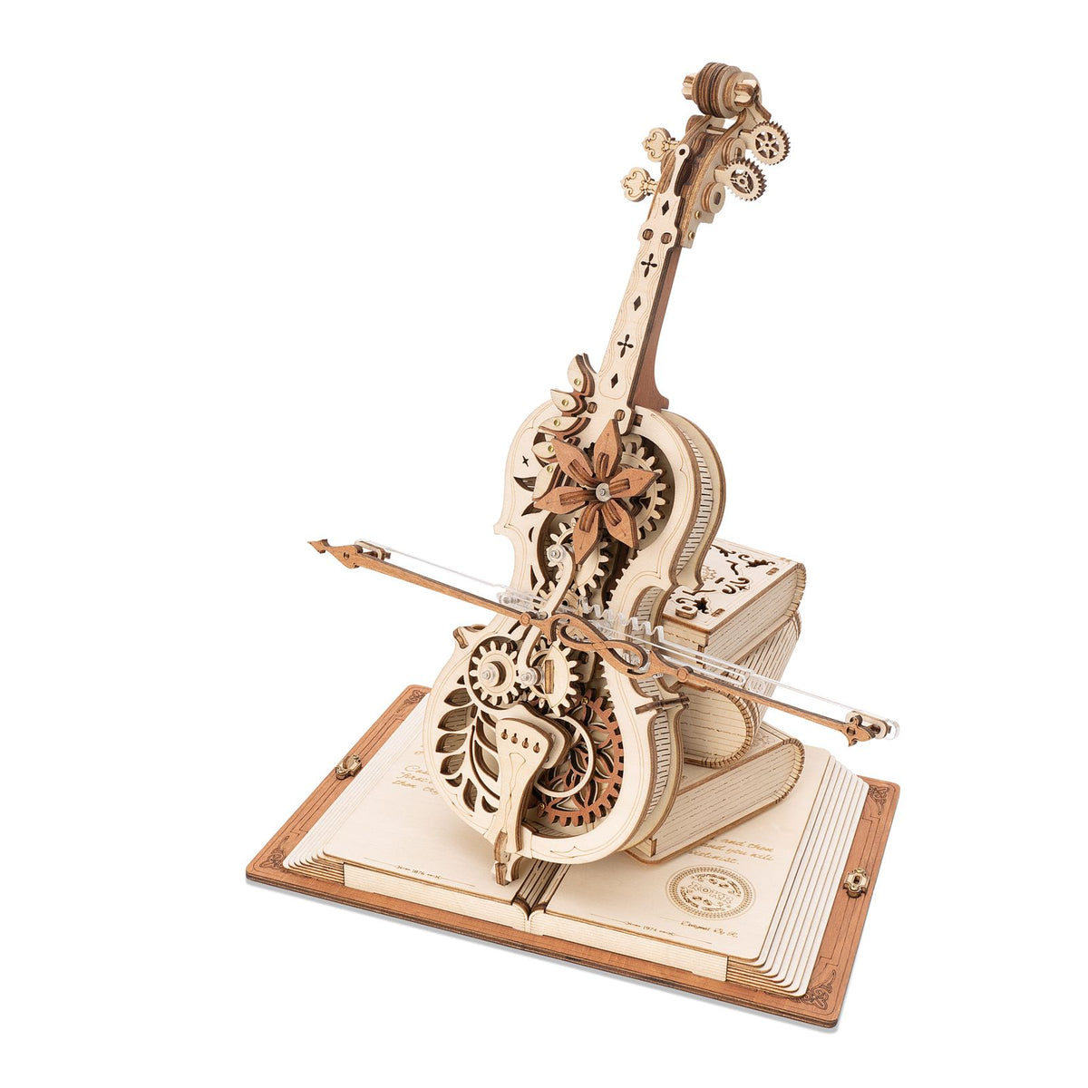 Spieluhr Magic Cello von ROKR – 3D Holzpuzzle AMK63 fertig aufgebaut