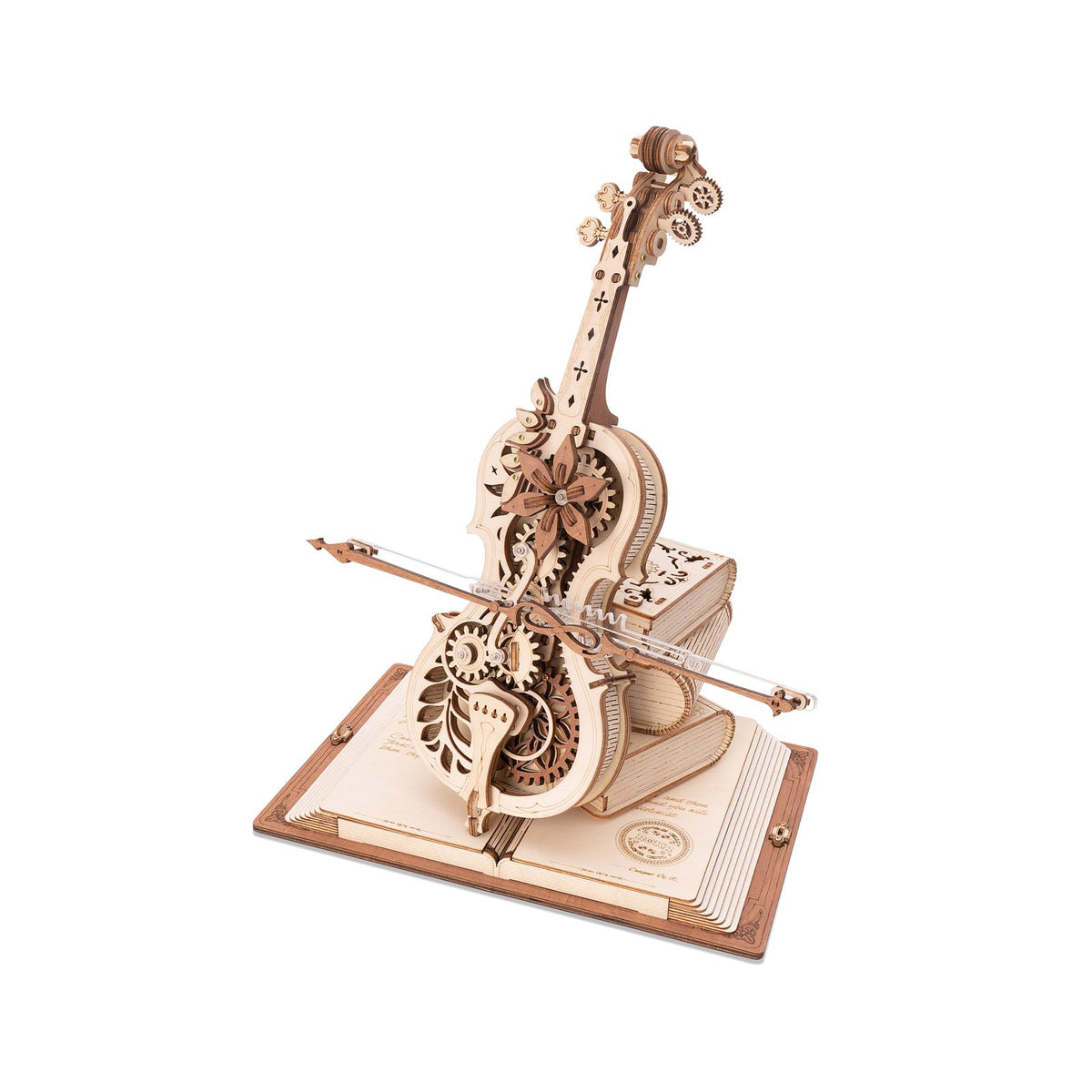 ROKR Magic Cello mechanische Spieluhr mit beweglichem Bogen im Detail
