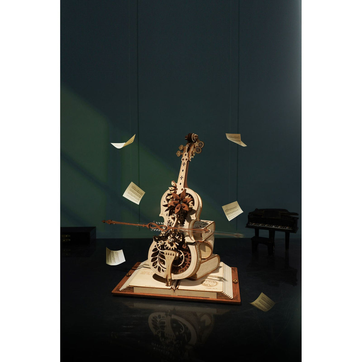 Magic Cello Holzbausatz: Blume aus andersfarbigem Holz als Akzent