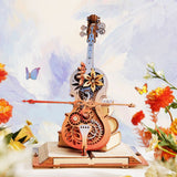 3D Holzpuzzle Spieluhr Symphony of Gorgeous Dreams, Seitenansicht mit Zahnrädern