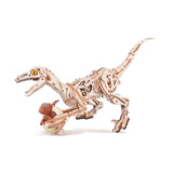 Velociraptor 3D Holzpuzzle von ROKR LD01 – fertig gebauter Dinosaurier mit Ei in den Vorderpfoten