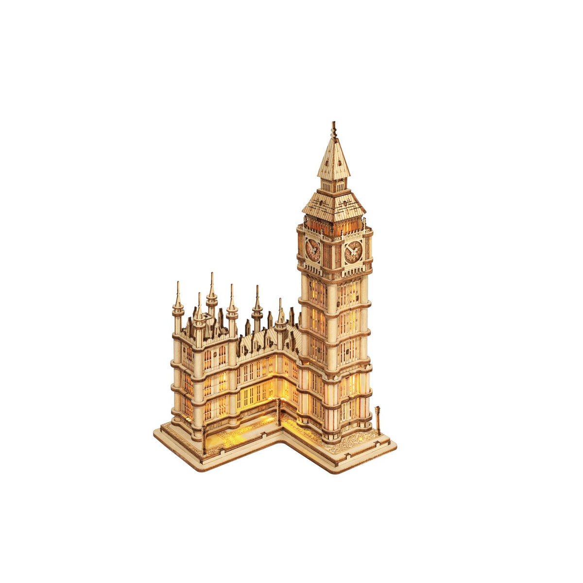 3D Holzpuzzle Big Ben von Rolife TG507, fertig aufgebauter Elizabeth Tower aus Holz