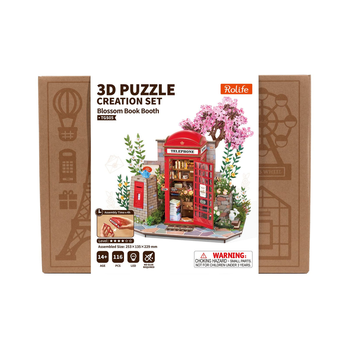 Miniatur Telefonzelle zum Selberbauen, 3D Holzpuzzle für Erwachsene ohne Kleber