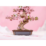 Vorlackierte Holzteile des Rolife Bonsai Bausatzes auf lasergeschnittenen Platten
