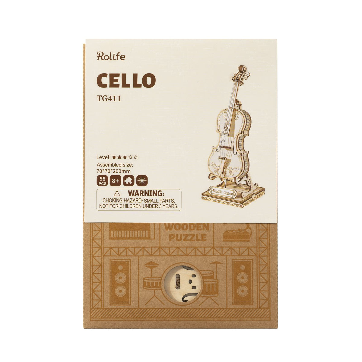 Rolife Cello aus Holz als Deko auf dem Regal, ca. 20 cm hoch
