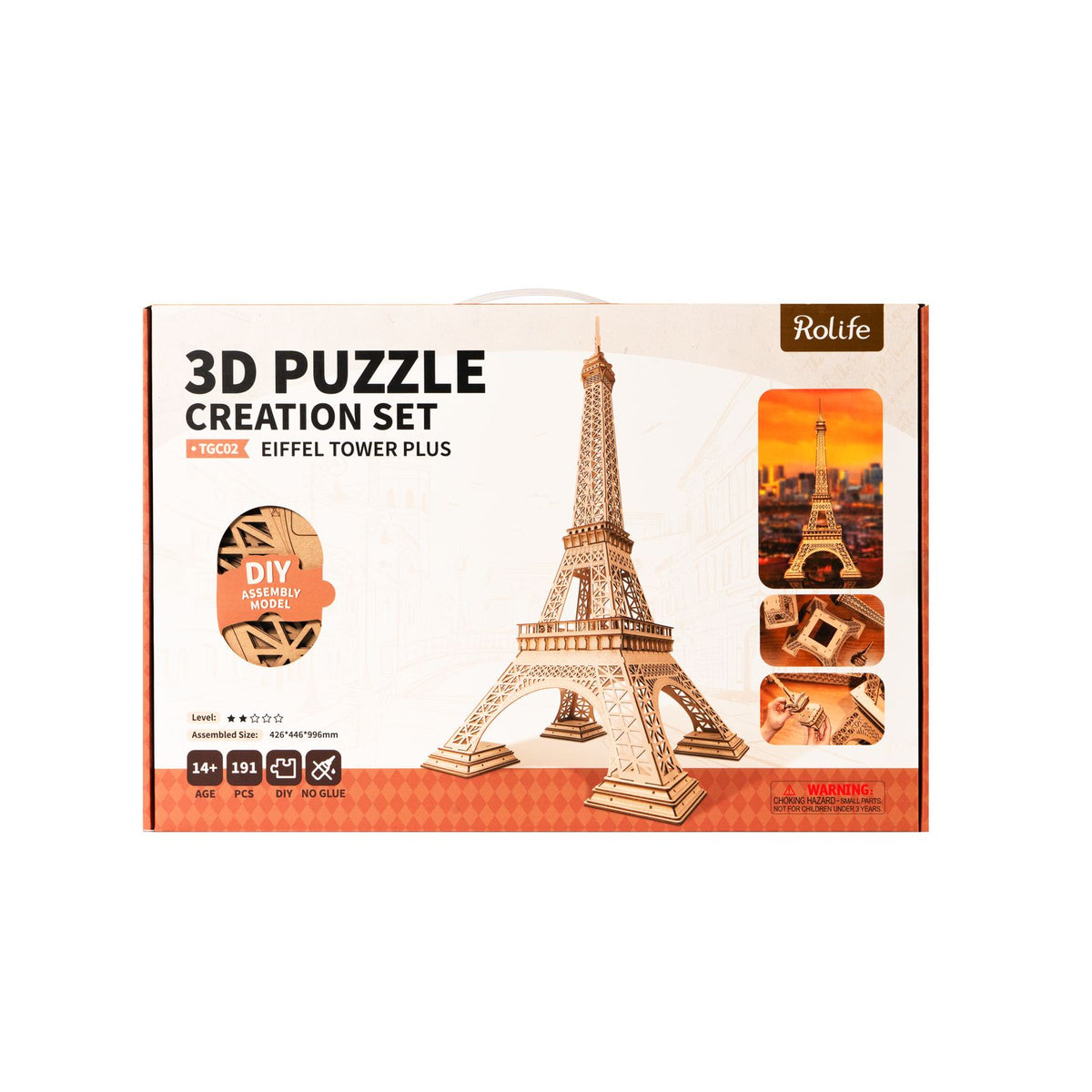 Detailansicht der Gitterstruktur beim Rolife 3D Holzpuzzle Eiffelturm