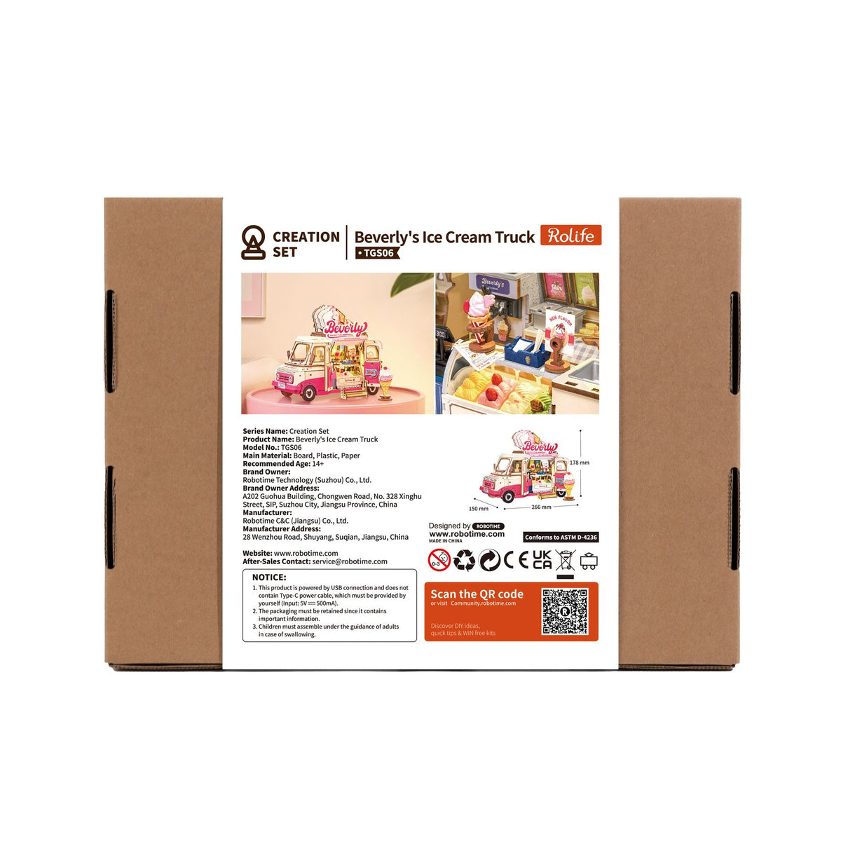 Rolife 3D Holzpuzzle Eiswagen mit 290 Teilen, lasergeschnitten und passgenau