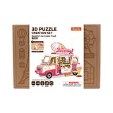 Rolife Eiswagen neben Blossom Cart, Aromatic Coffee Cart und Cocoa Shop als Miniaturwelt