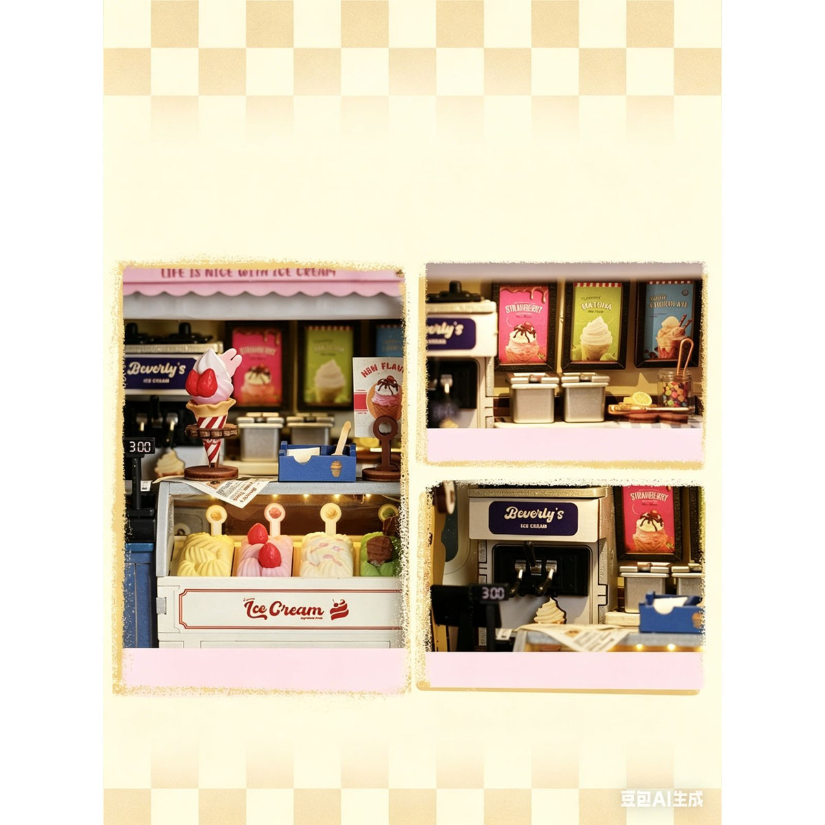 Miniatur Eiswagen Bausatz Rolife Beverly’s Ice Cream Truck als Dekoration im Regal