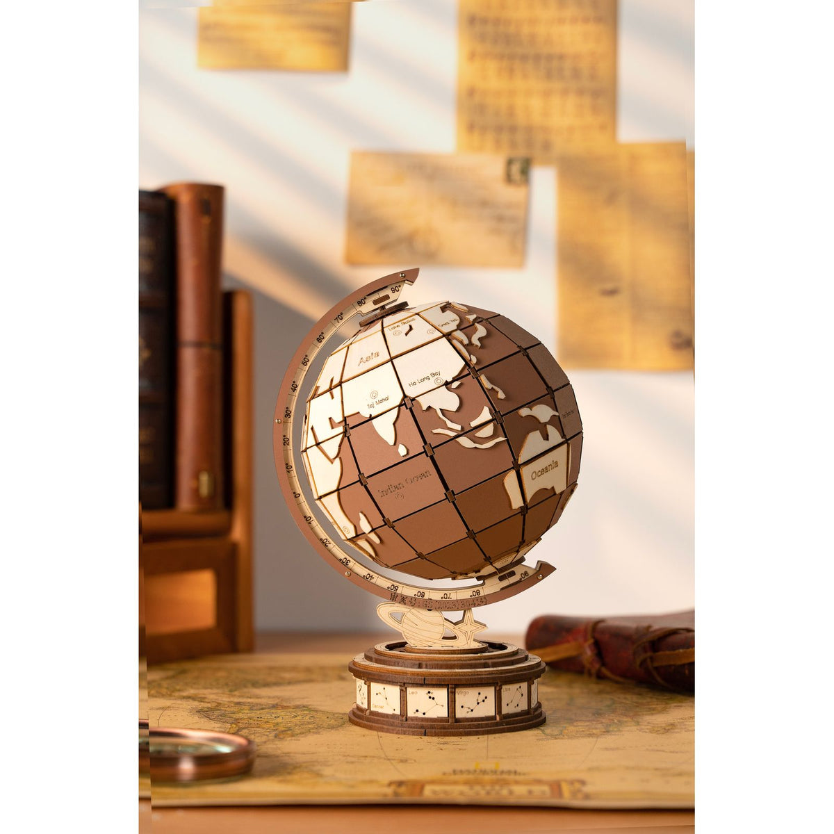 3D Holzpuzzle für Erwachsene: Globus Global Wonders mit 277 Teilen