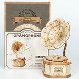 Rolife Grammophon als Geschenkidee, bemalt in Kupfer und Dunkelbraun