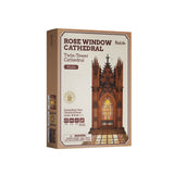 Rolife 3D Holzpuzzle Kathedrale Twin Tower Cathedral TGA01 mit Rosettenfenster und zwei Türmen