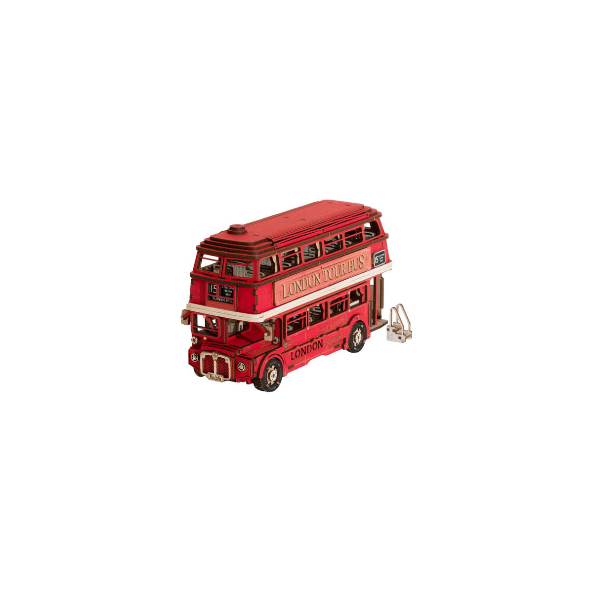3D Holzpuzzle für Erwachsene: roter Londoner Doppeldeckerbus von Rolife