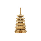 Rolife 3D Holzpuzzle Pagode TGN02 – fünfstöckiges Modell mit geschwungenen Dächern