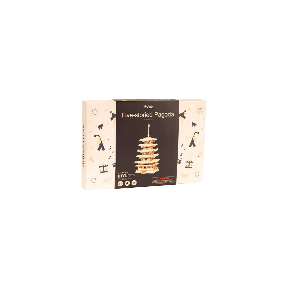 Pagode mit filigranen Geländern – 3D Holzpuzzle für Erwachsene von Rolife