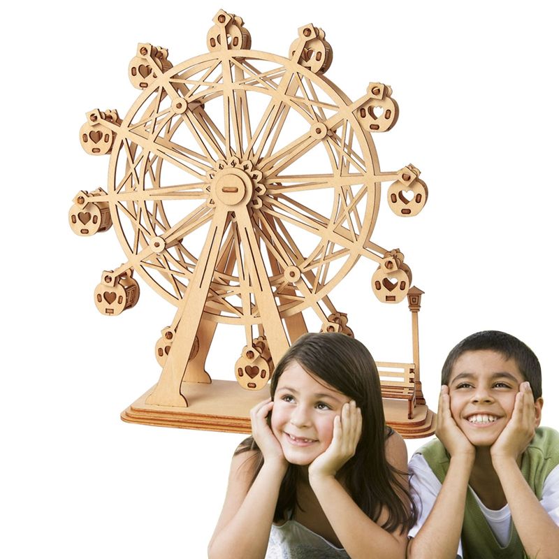 3D Holzpuzzle für Kinder ab 7 Jahren: gemeinsam das Rolife Riesenrad bauen