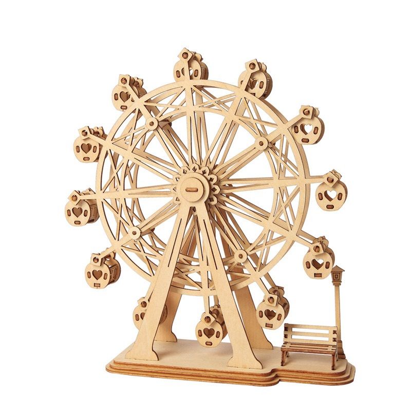 3D Holzpuzzle für Erwachsene: Rolife Riesenrad als Deko auf dem Regal