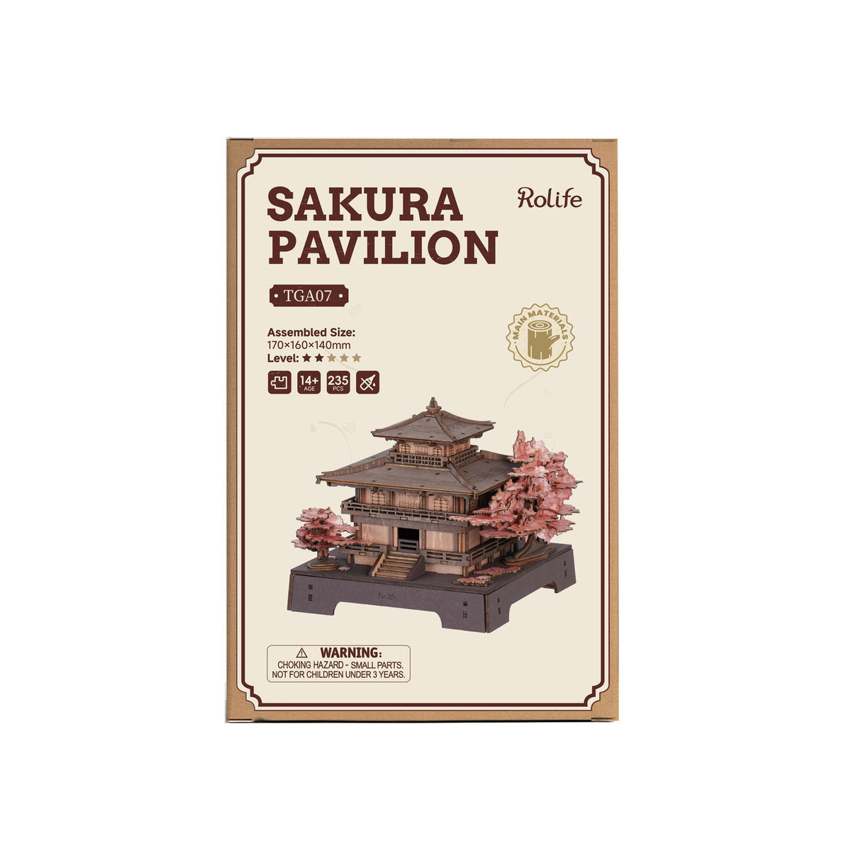 Zen-Deko: Japanischer Pavillon aus Holz mit Kirschblüten von Rolife