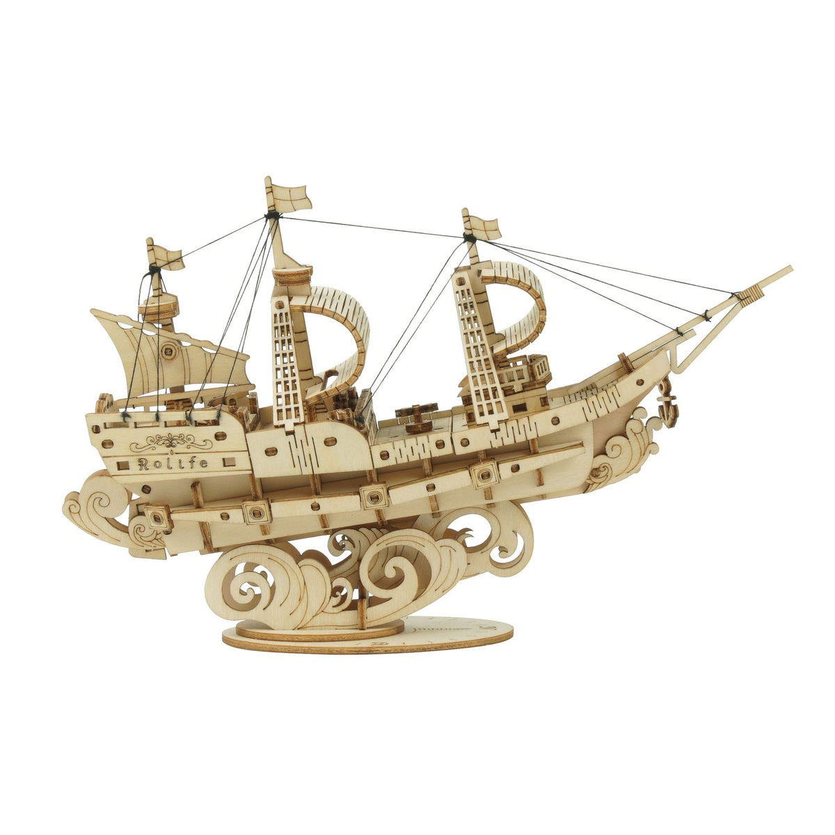 Rolife 3D Holzpuzzle Segelschiff TG305 – fertiger Dreimaster mit gewölbten Holzsegeln