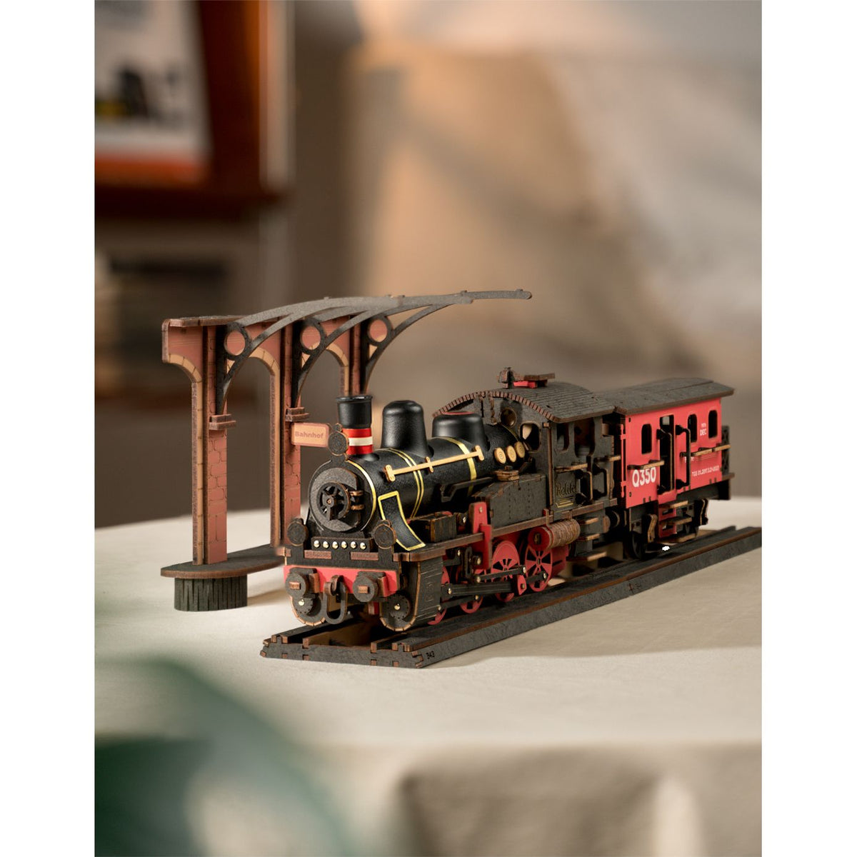 3D Holzpuzzle für Erwachsene: Dampflok Steam Journey von der Seite