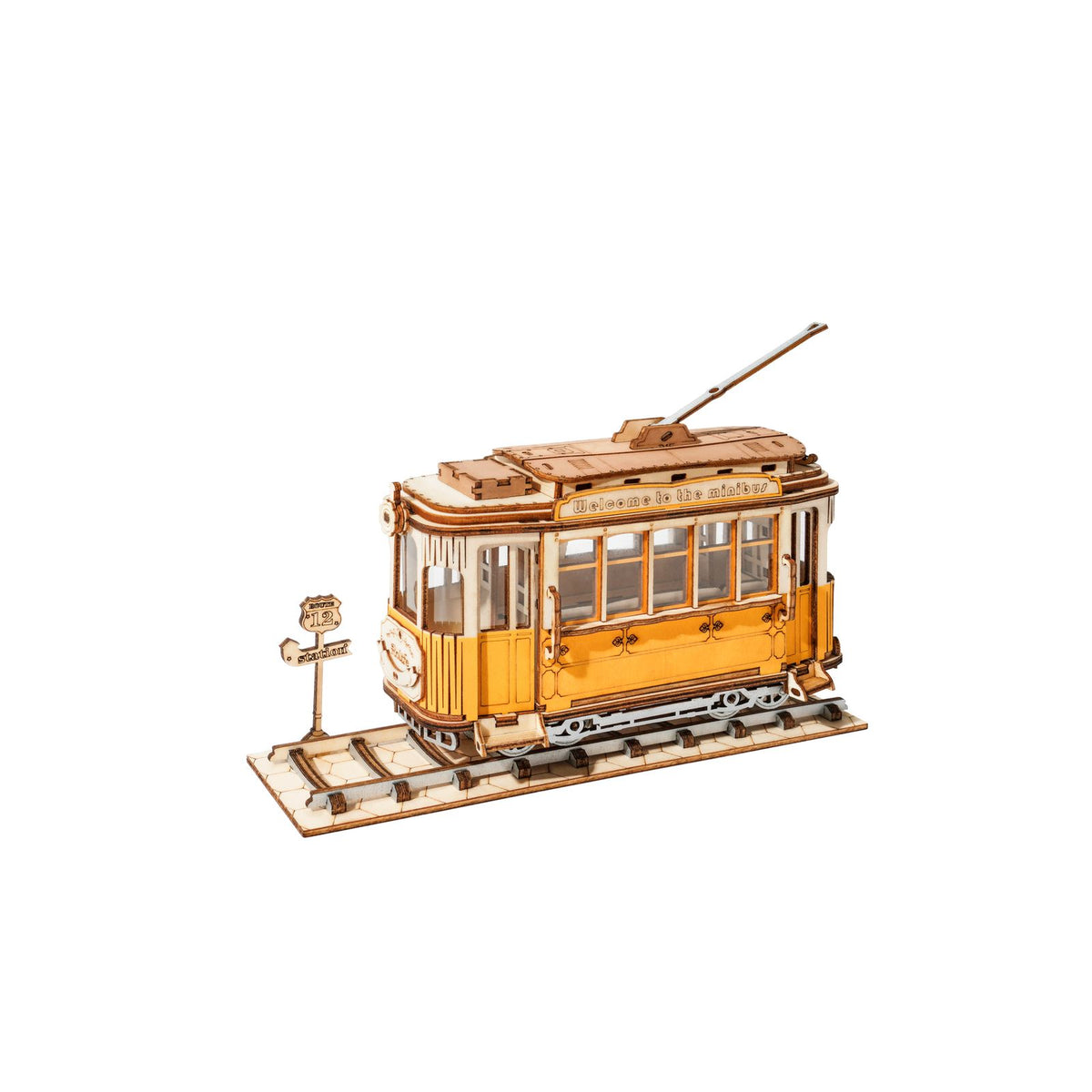 3D Holzpuzzle für Erwachsene: Rolife Tramcar als Deko auf dem Regal