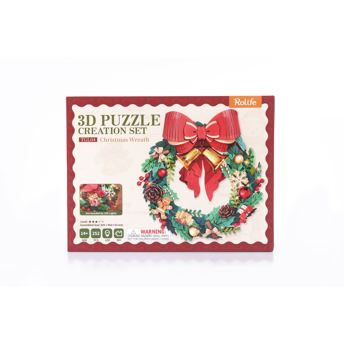 Rolife 3D Holzpuzzle Weihnachtskranz Christmas Wreath TGL04 fertig gebaut