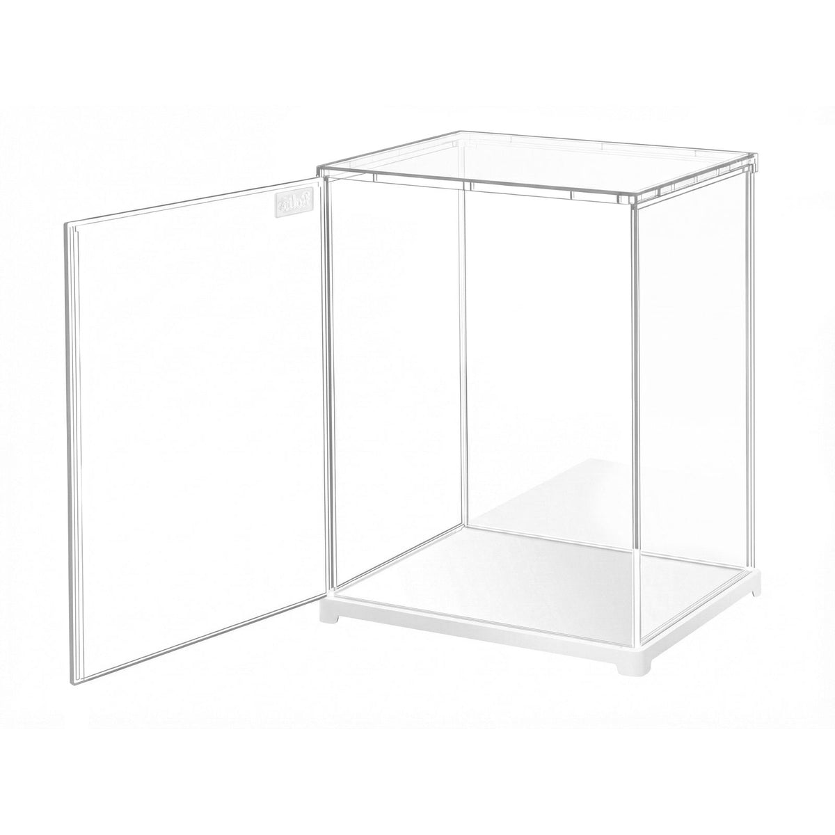 Rolife Acryl Vitrine DF05L im Hochformat, transparentes Acrylglas mit weißem Boden