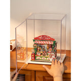 Transparente Vitrine mit weißem Kunststoffboden von Rolife, Außenmaße 22,3 x 19,3 x 28,1 cm