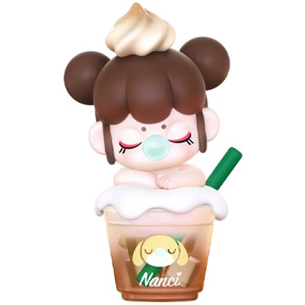 Strawberry Milk Tea Baby Nanci Sammelfigur in rosa Becher mit Erdbeere