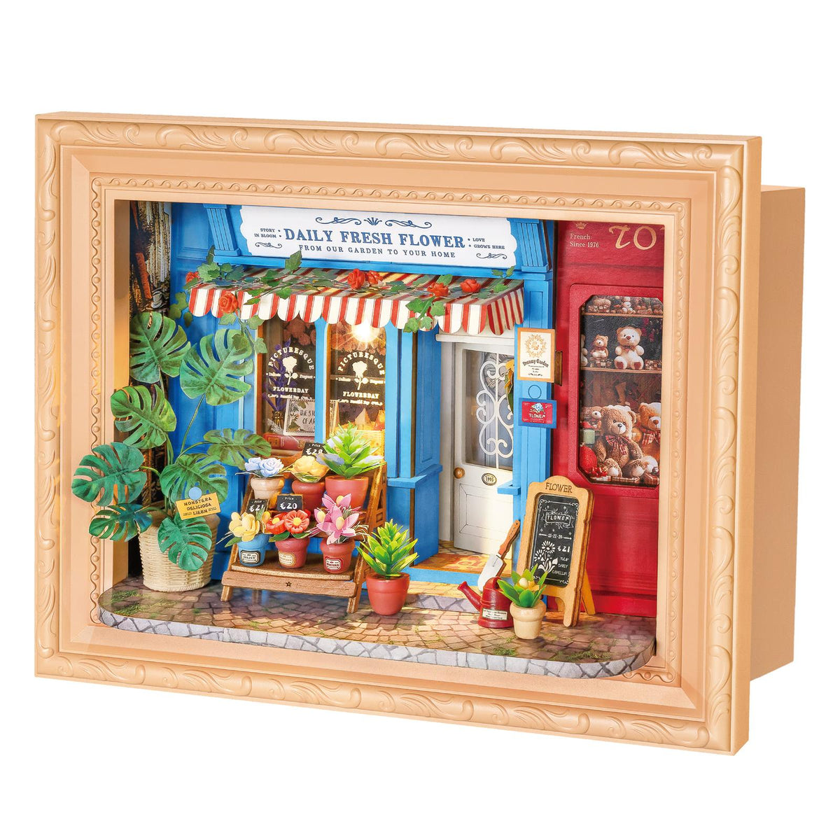 Rolife Daily Fresh Flower Blumenladen mit eingeschalteter LED-Beleuchtung