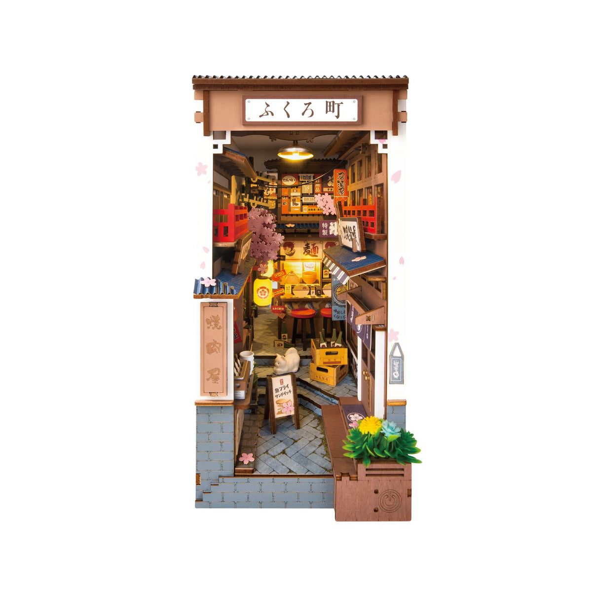 Sakura Wine Alley Book Nook: japanische Weingasse mit Kirschbäumen und LED-Beleuchtung