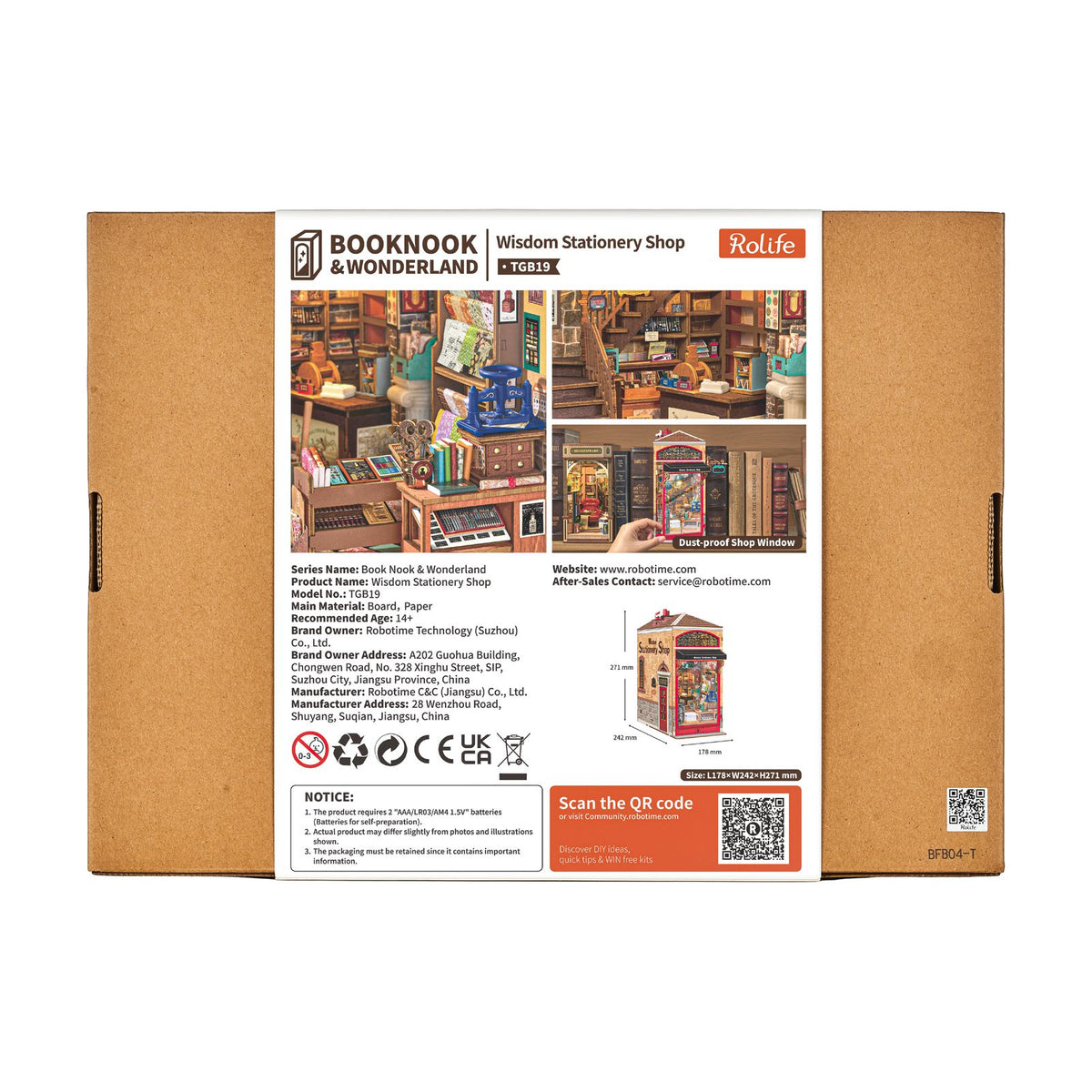Rolife TGB19 Book Nook mit LED-Beleuchtung durch Lampe im industriellen Stil