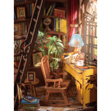 Beistelltisch mit dampfender Kaffeetasse im Book Nook Silent Corner Study