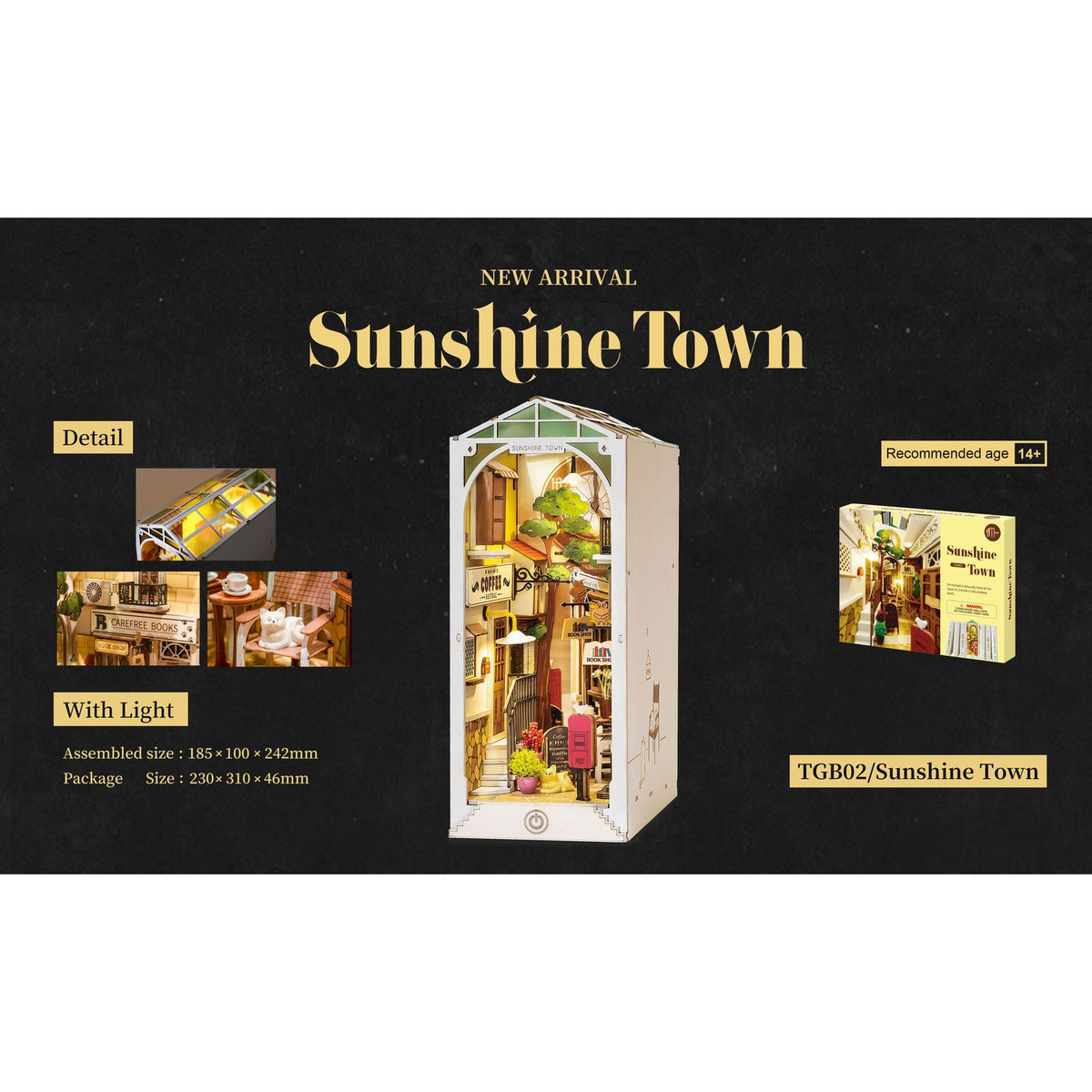 Rolife Book Nook Bausatz mit Beleuchtung: Sunshine Town bei Nacht