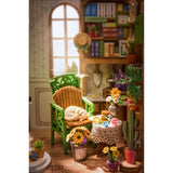 Detailaufnahme Innenraum Secret Bloomy Nook Holz-Bausatz mit 246 Teilen