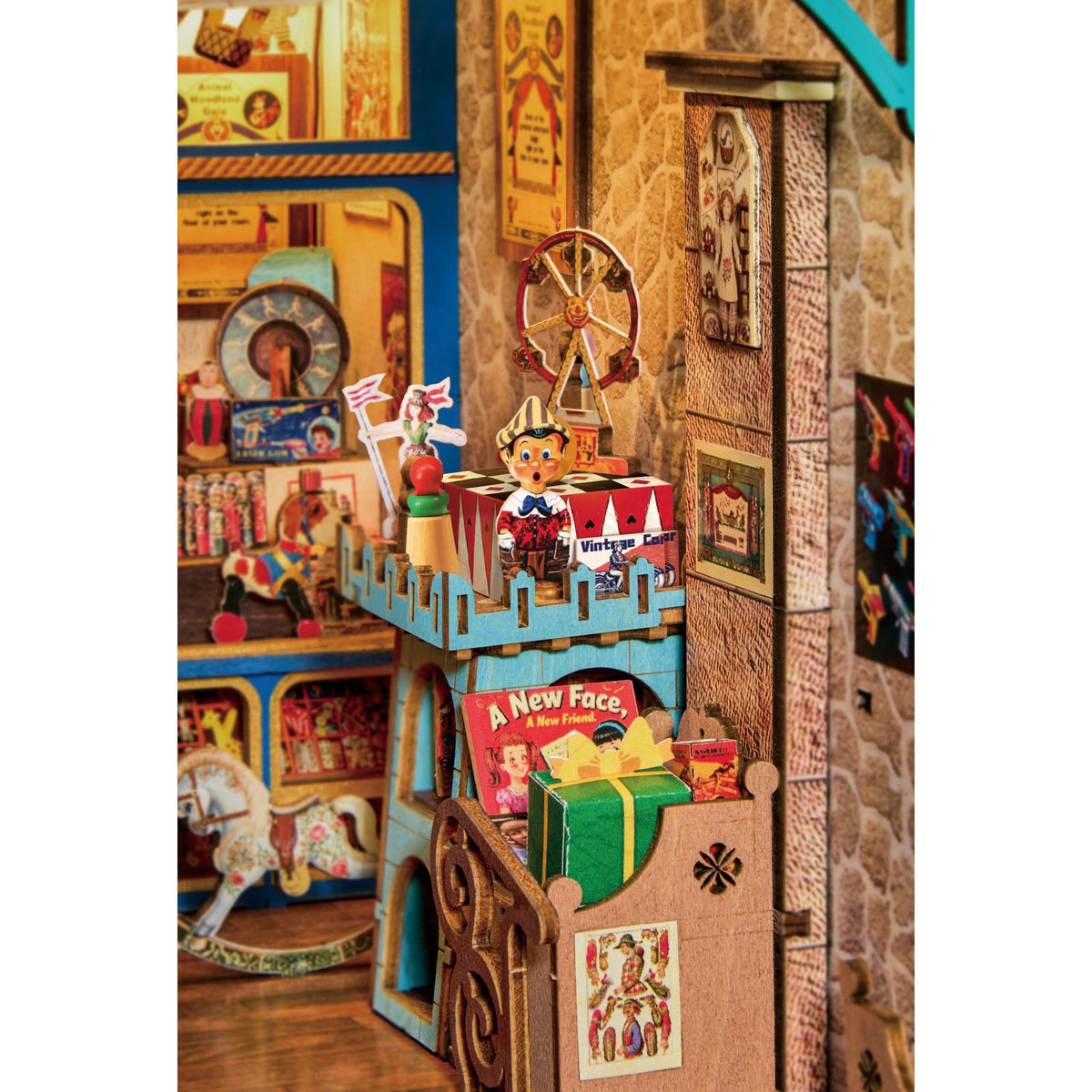 Detailaufnahme des Schlosses am Book Nook Treasure Toy Shop von Rolife