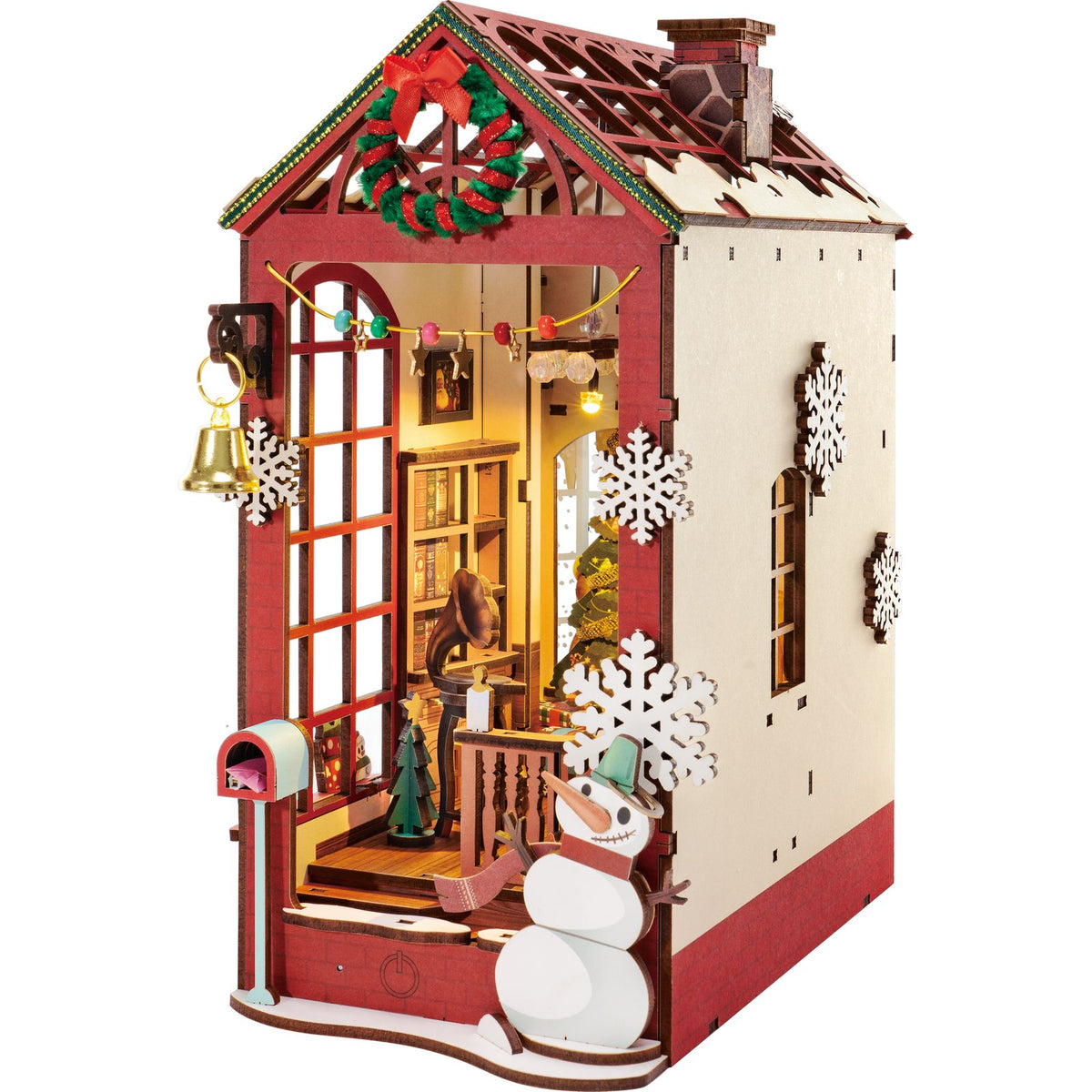 Book Nook Bausatz Weihnachten Rolife Christmas Indoor Scene TGC07 fertig aufgebaut mit rotem Dach