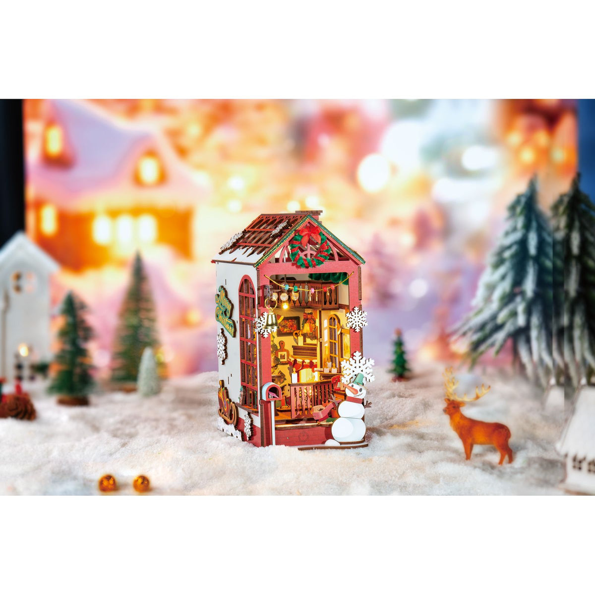 Rolife Miniatur Bausatz Weihnachten: Blick durch die Fenster in die festliche Stube
