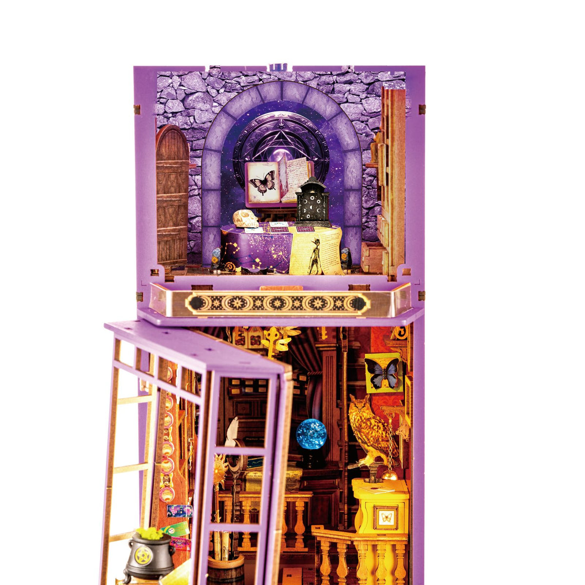 Rolife Whisper Magic Shop TGB22 Seitenansicht des Miniatur-Zauberladens aus Holz