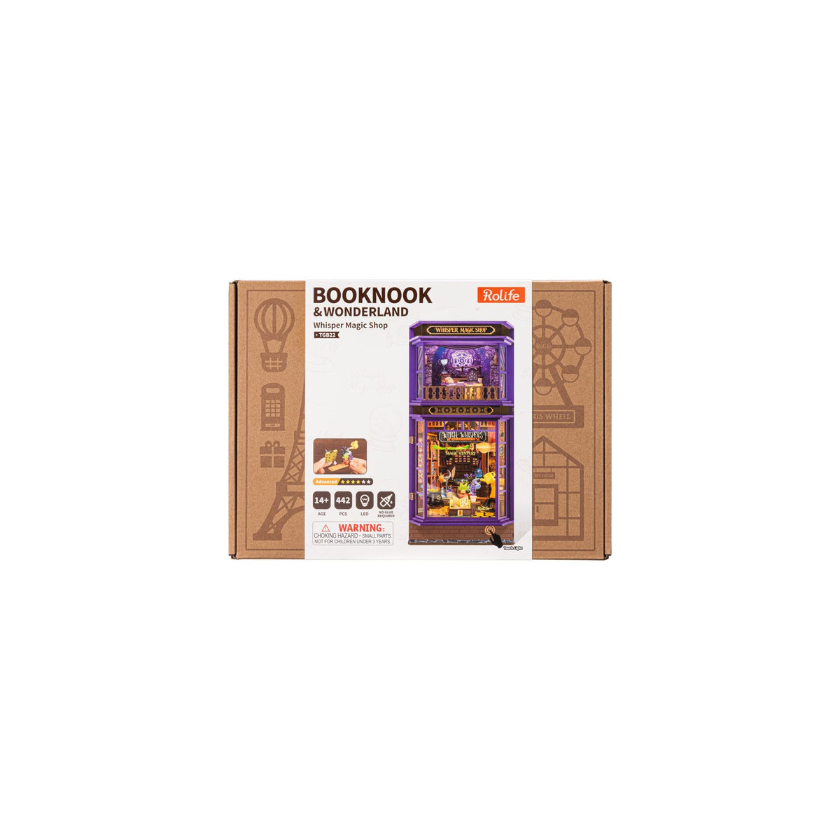 LED-Beleuchtung beim Rolife Book Nook Whisper Magic Shop mit Touchknopf an der Vorderseite
