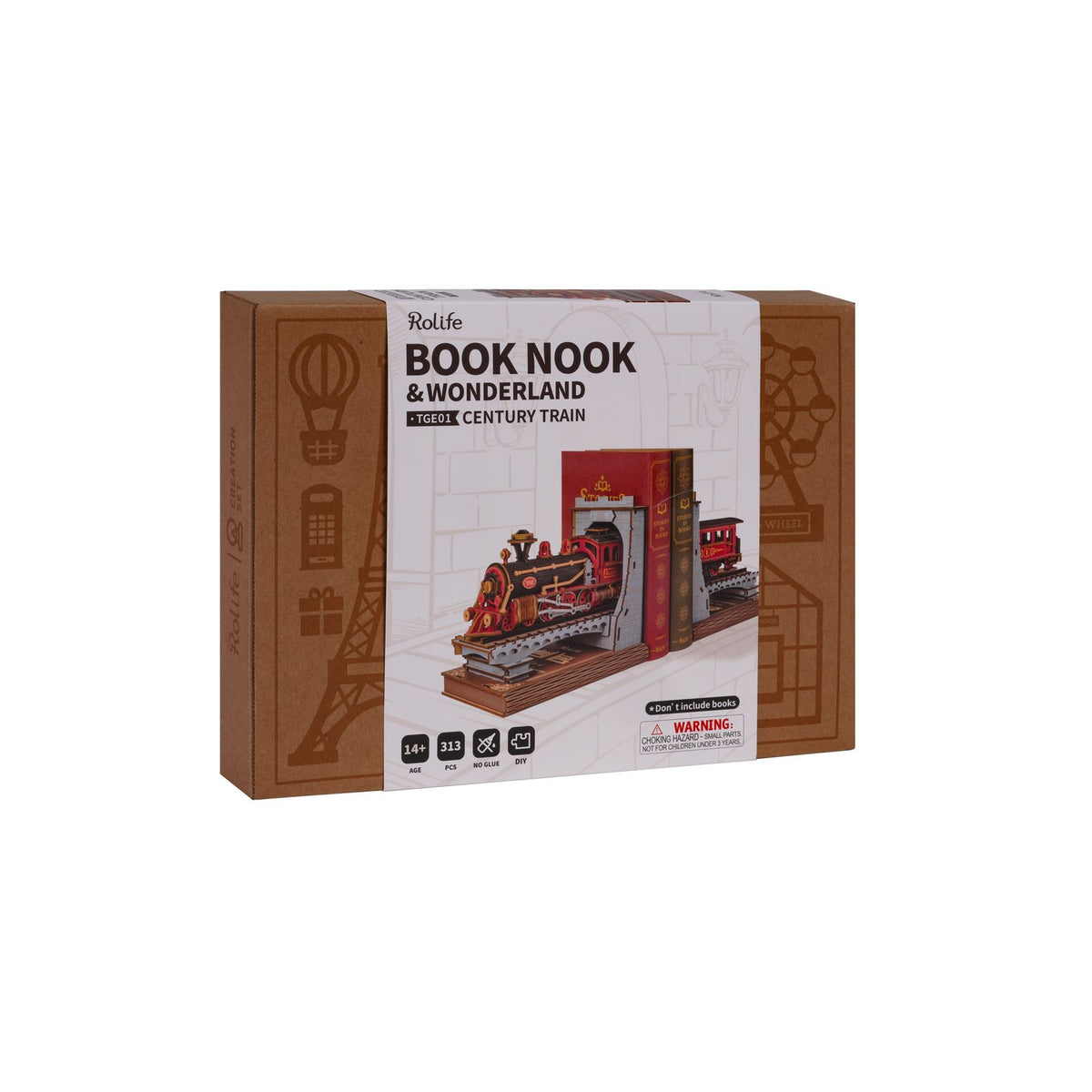 Fertiger Rolife Zug als Buchstützen-Deko, 44,1 × 10,6 × 16,6 cm groß
